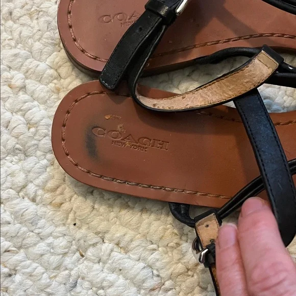 Coach Black and Brown Leather Women's Sandals - Picture 3 of 6
